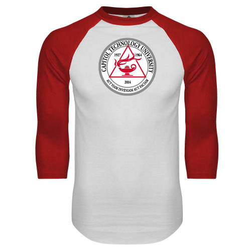  White/Red Raglan Baseball T Shirt - University Seal