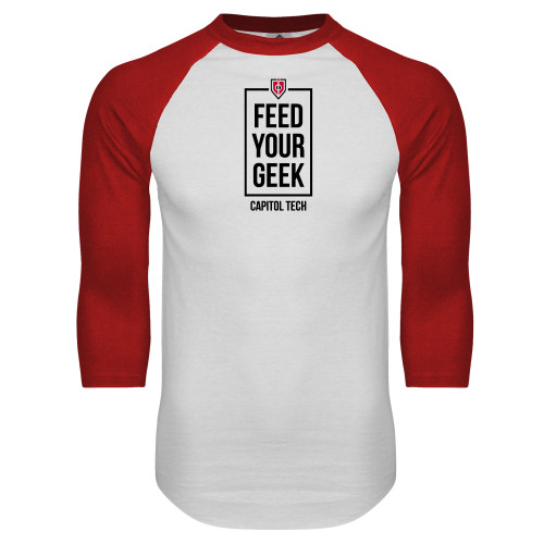  White/Red Raglan Baseball T Shirt - Feed Your Geek