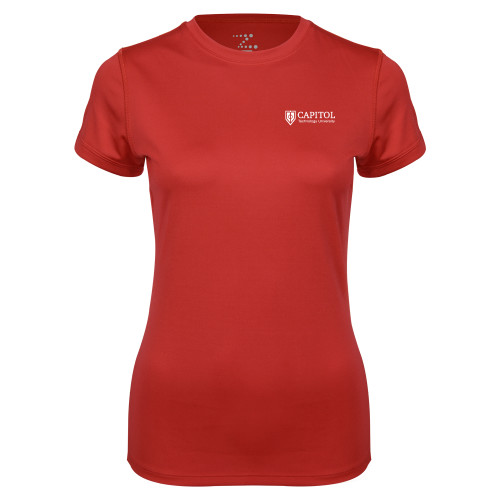  Womens Red Performance Tee - Primary Mark