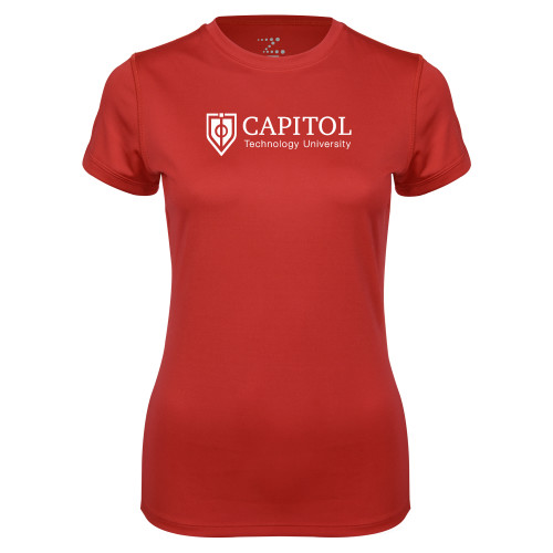  Womens Red Performance Tee - Primary Mark