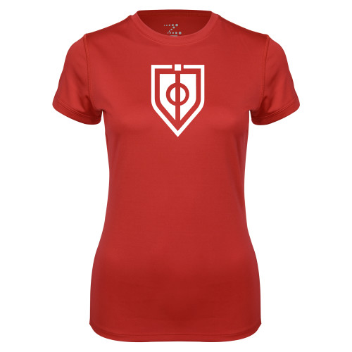  Womens Red Performance Tee - Shield