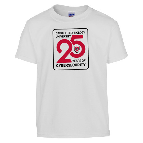  Youth White T Shirt - CTU - 25 Years of Cybersecurity