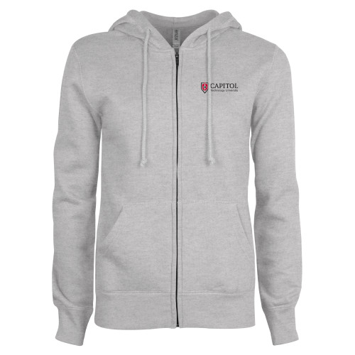  ENZA Womens Grey Fleece Full Zip Hoodie - Primary Mark