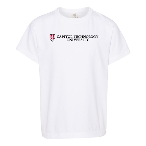  Comfort Colors Youth White T Shirt - Flat Wordmark