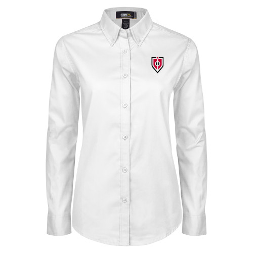  Womens White Twill Button Down Long Sleeve - Shield