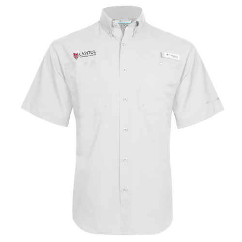  Columbia White Tamiami Performance Short Sleeve Shirt - Primary Mark