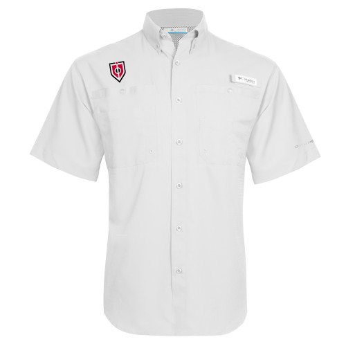  Columbia White Tamiami Performance Short Sleeve Shirt - Shield