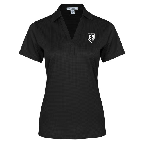  Womens Black Performance Fine Jacquard Polo - Shield