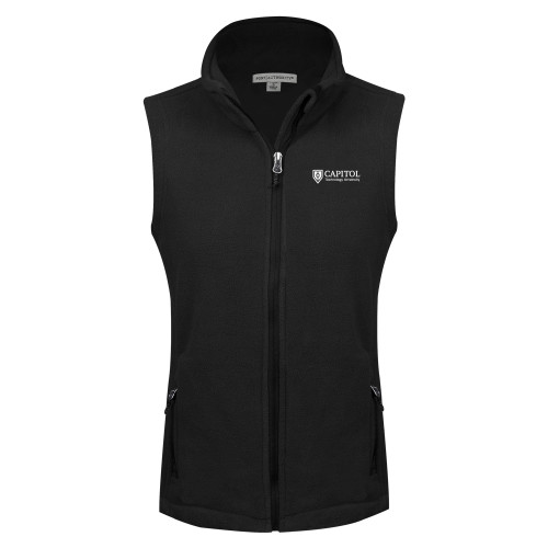  Womens Black Fleece Full Zip Vest - Primary Mark