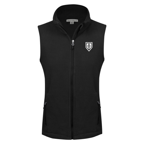  Womens Black Fleece Full Zip Vest - Shield