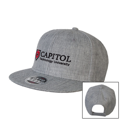  Heather Grey Wool Blend Flat Bill Snapback Hat - Primary Mark