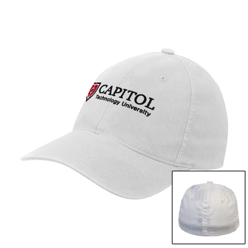  White Flexfit Structured Low Profile Hat - Primary Mark