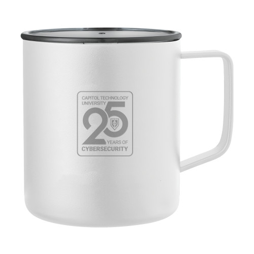  Rover Camp Vacuum Insulated White Mug 14oz - CTU - 25 Years of CybersecurityEngraved