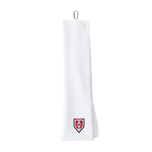  White Waffle Microfiber Golf Towel - Shield