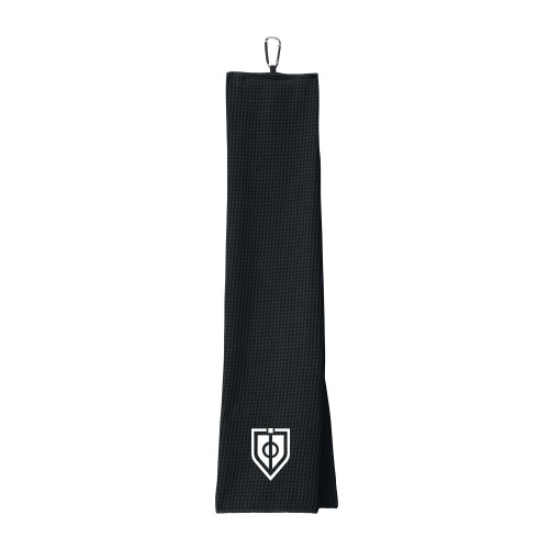  Black Waffle Microfiber Golf Towel - Shield