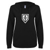 Thumbnail image for  ENZA Womens Black V Notch Raw Edge Fleece Hoodie
