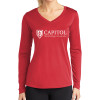 Thumbnail image for  Womens Red Performance Long Sleeve V Neck Shirt