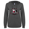 Thumbnail image for  ENZA Womens Dark Heather V Notch Raw Edge Fleece Hoodie
