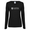 Thumbnail image for  Womens Black Long Sleeve V Neck Tee 