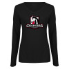 Thumbnail image for  Womens Black Long Sleeve V Neck Tee 
