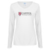 Thumbnail image for  Womens White Long Sleeve V Neck Tee