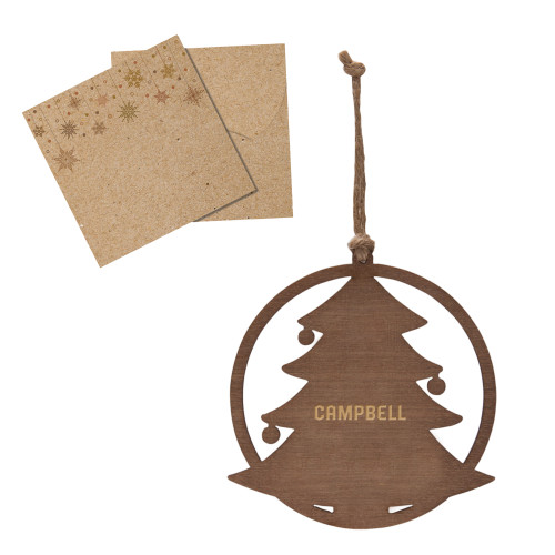  Wood Holiday Tree Ornament - Campbell University Campbell Wordmark Engraved