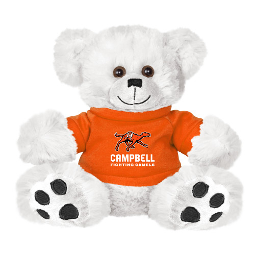  Plush Big Paw 8 1/2 inch White Bear w/Orange Shirt - Campbell University Campbell Fighting Camels Lockup