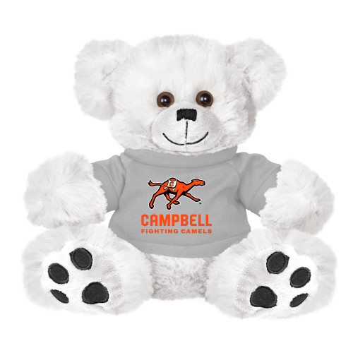  Plush Big Paw 8 1/2 inch White Bear w/Grey Shirt - Campbell University Campbell Fighting Camels Lockup