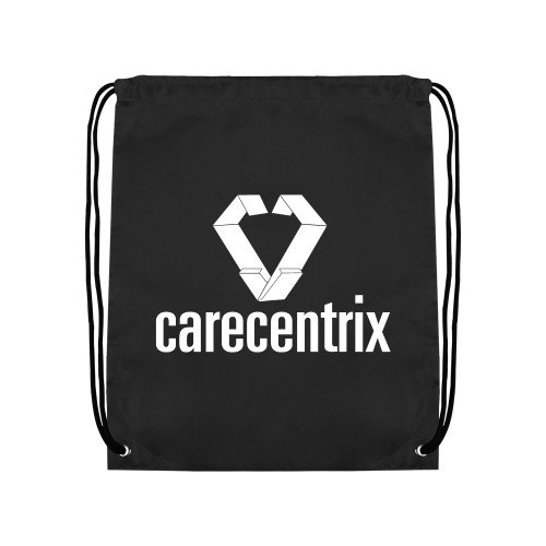 Black Drawstring Backpack-Stacked Logo