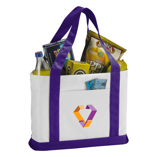 Contender White/Purple Canvas Tote-Icon
