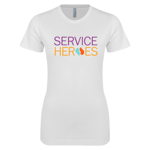 Next Level Womens White Boyfriend Tee-Service Heroes