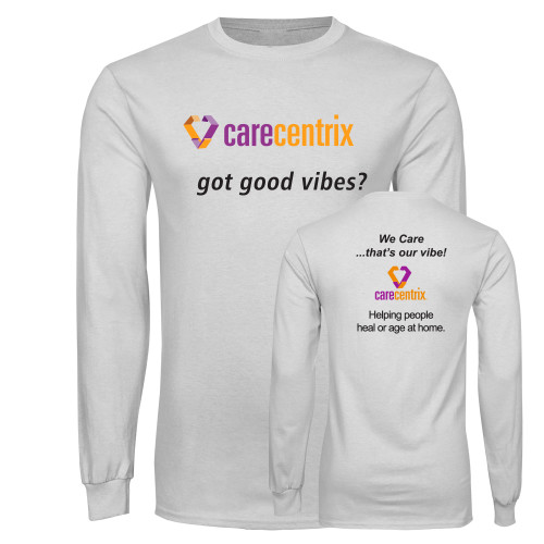 White Long Sleeve T Shirt-Got Good Vibes?