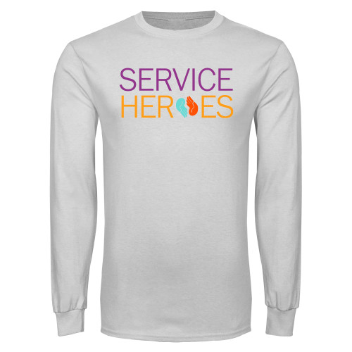 White Long Sleeve T Shirt-Service Heroes