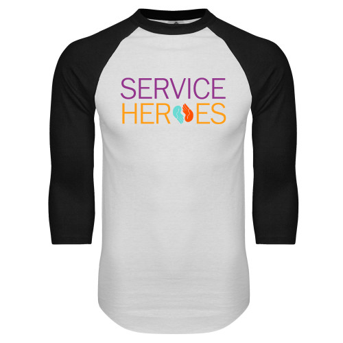 White/Black Raglan Baseball T Shirt-Service Heroes