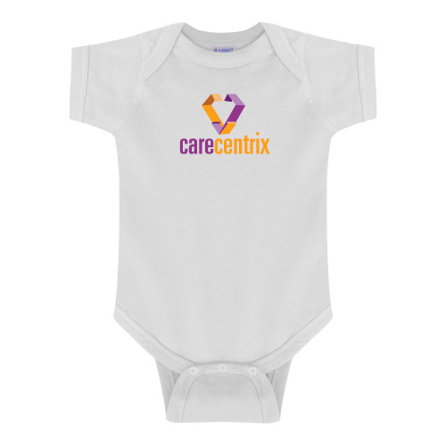 White Infant Onesie-Stacked Logo