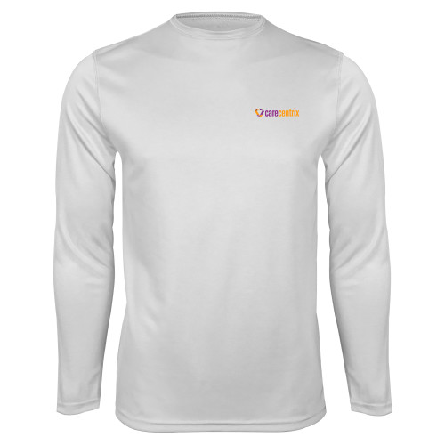 White Performance Long Sleeve Shirt-Primary Mark