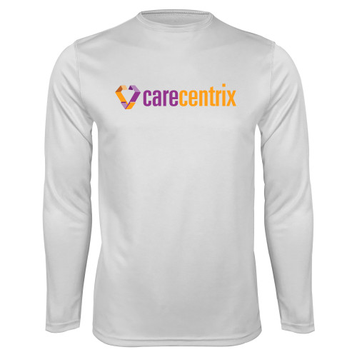 White Performance Long Sleeve Shirt-Primary Mark