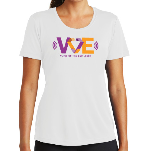 Womens White Performance Tee-VOE