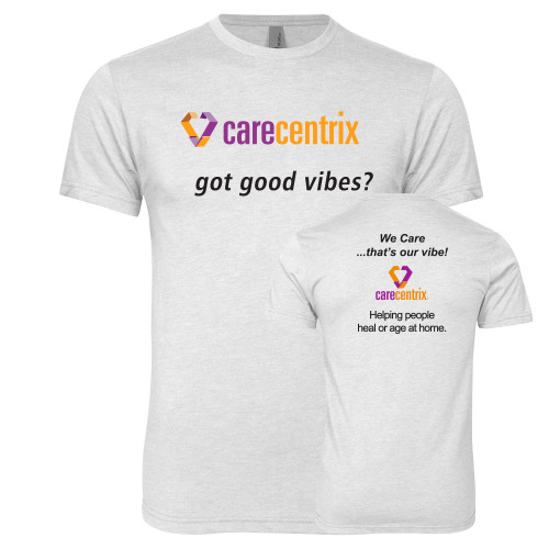 Next Level Heather White Triblend Tee-Got Good Vibes?