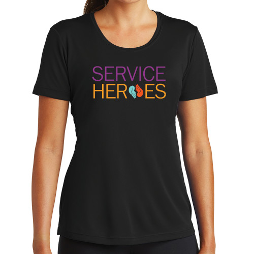 Womens Black Performance Tee-Service Heroes