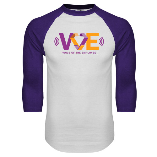 White/Purple Raglan Baseball T Shirt-VOE