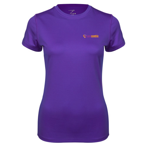 Womens Purple Performance Tee-Primary Mark