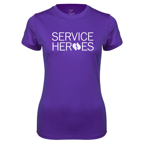 Womens Purple Performance Tee-Service Heroes