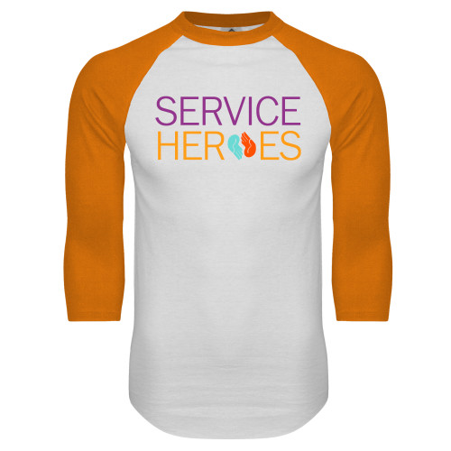 White/Orange Raglan Baseball T Shirt-Service Heroes