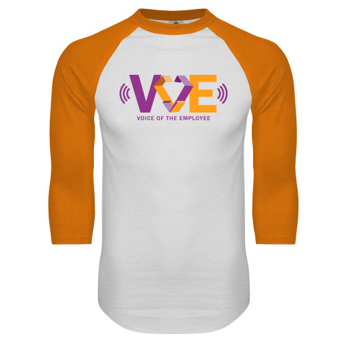 White/Orange Raglan Baseball T Shirt-VOE