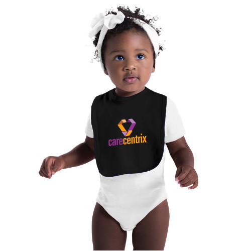 Black Baby Bib-Stacked Logo