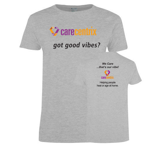 Womens Grey Short Sleeve Tee-Got Good Vibes?