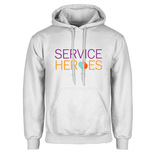 White Fleece Hoodie-Service Heroes