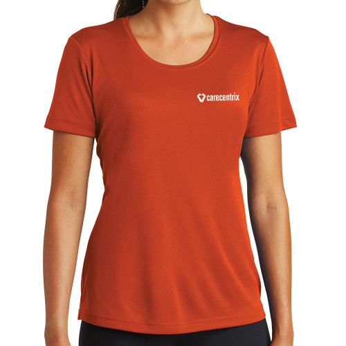 Womens Orange Performance Tee-Primary Mark