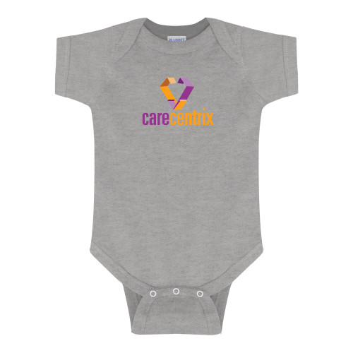 Grey Infant Onesie-Stacked Logo